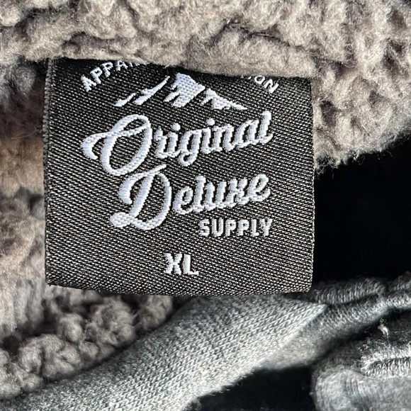 Original Deluxe Varsity Letterman Jacket Mens Extra Large XL Black Gray Rose - Picture 6 of 11